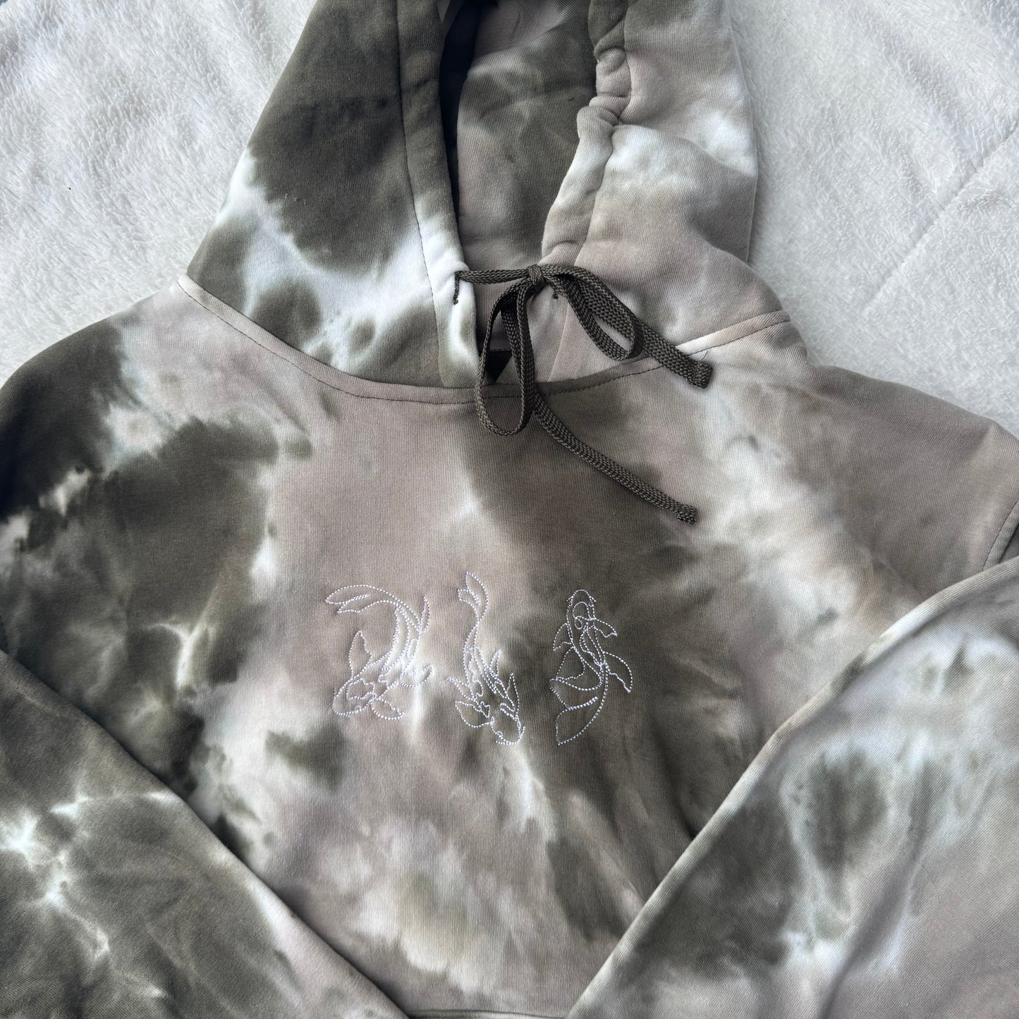 Koi Fish Ready To Ship Embroidered Hoodie - Size Medium