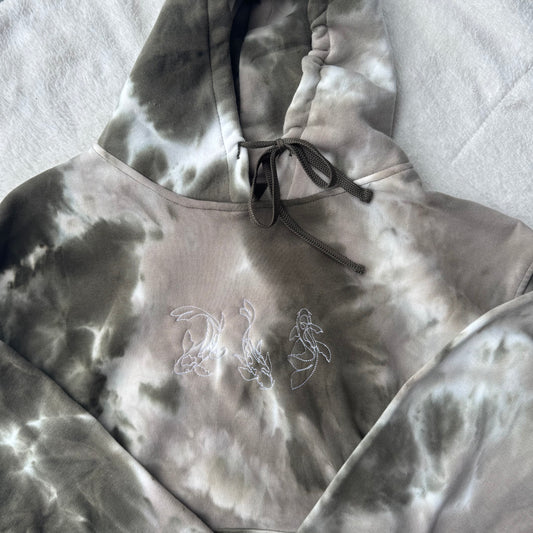 Koi Fish Ready To Ship Embroidered Hoodie - Size Medium