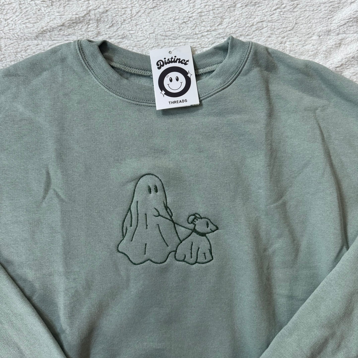 Ghost Walking Dog Ready To Ship Embroidered Crew - Size Medium