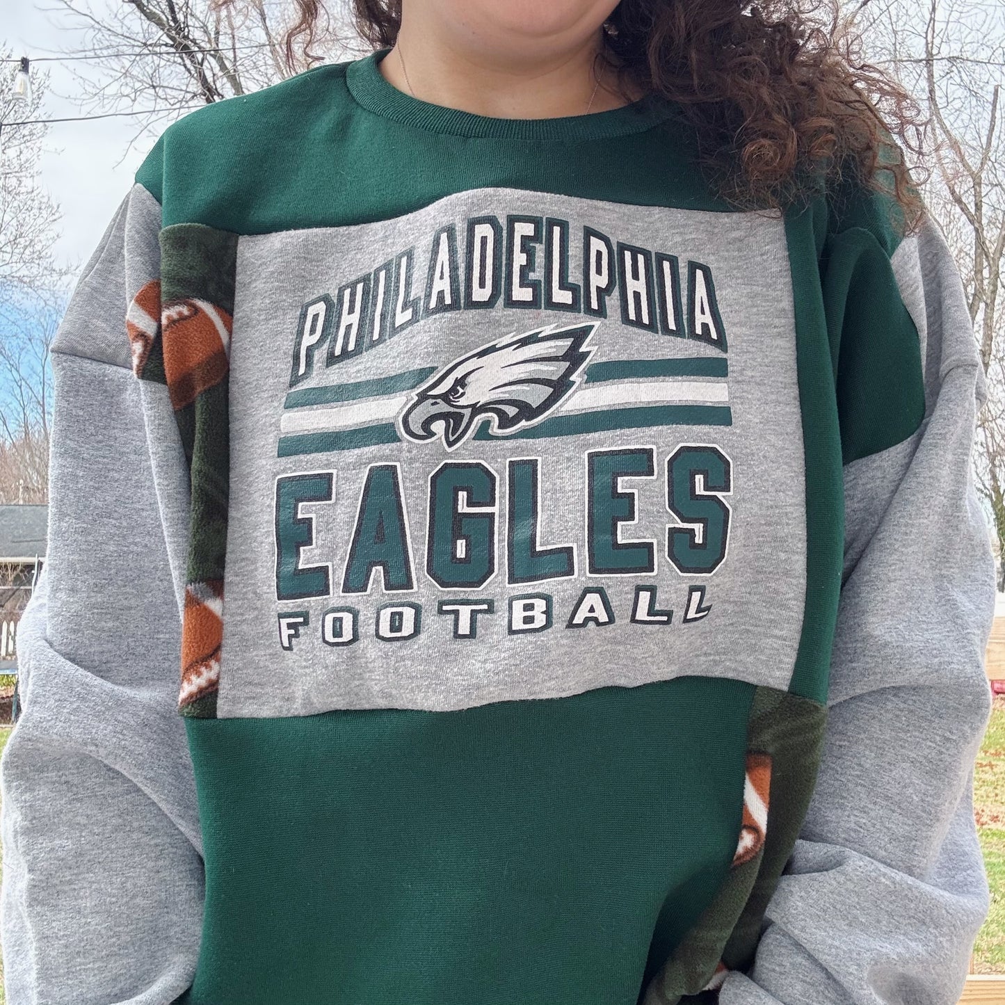 Birds Football Patchwork Hoodie - Size XS-XL