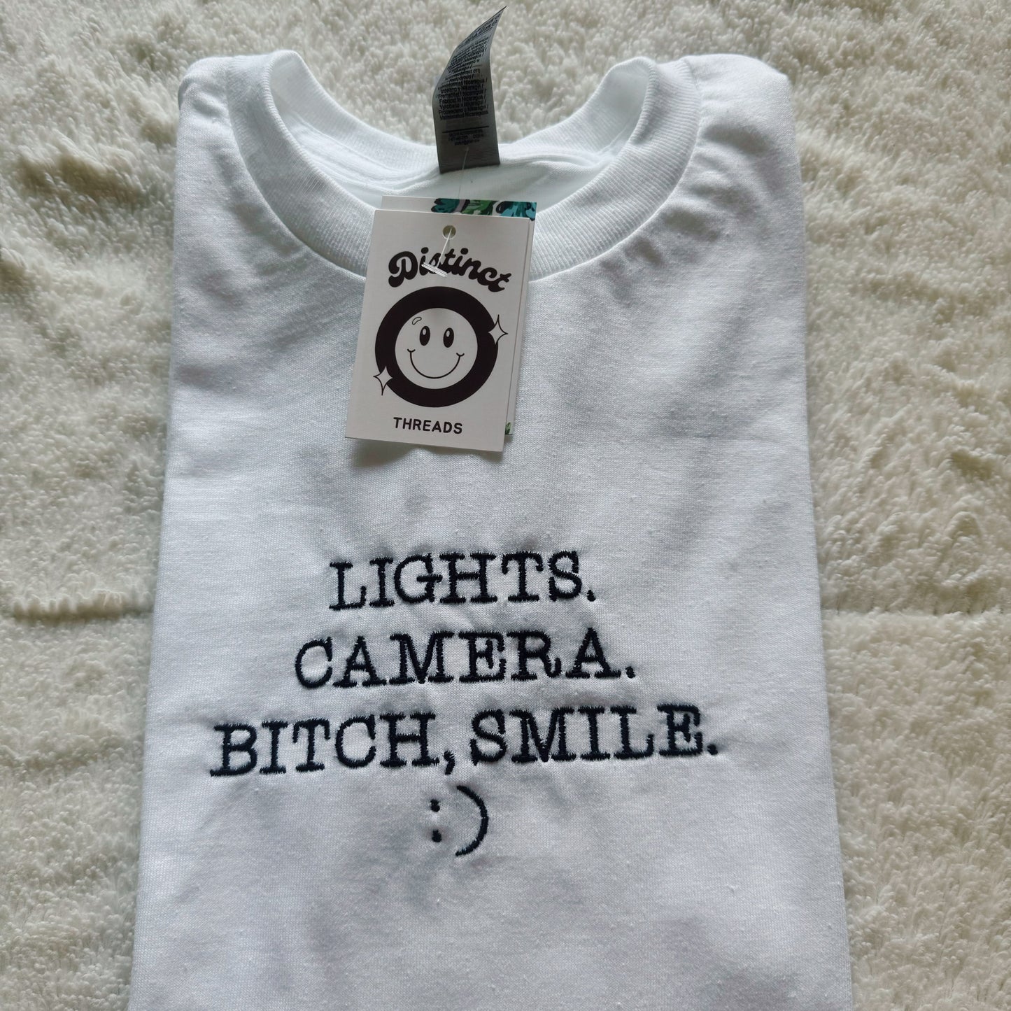 Lights Camera B*tch Smile Taylor Inspired Embroidered T-Shirt