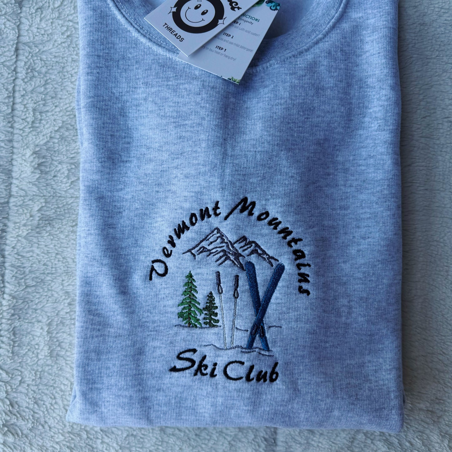 Vermont Mountains Ski Club Christmas Embroidered Crewneck Sweatshirt