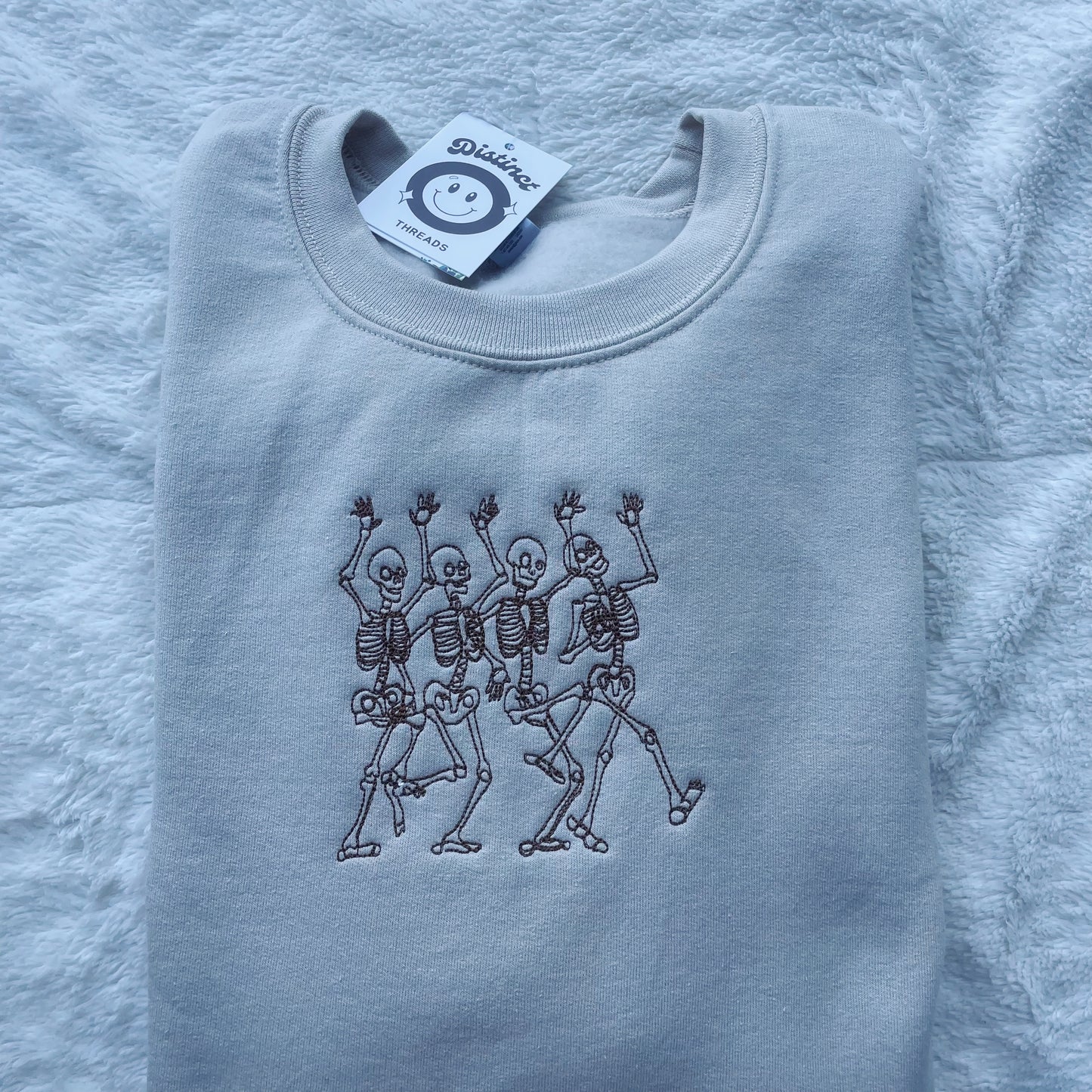 Dancing Skeletons Embroidered Crewneck Sweatshirt