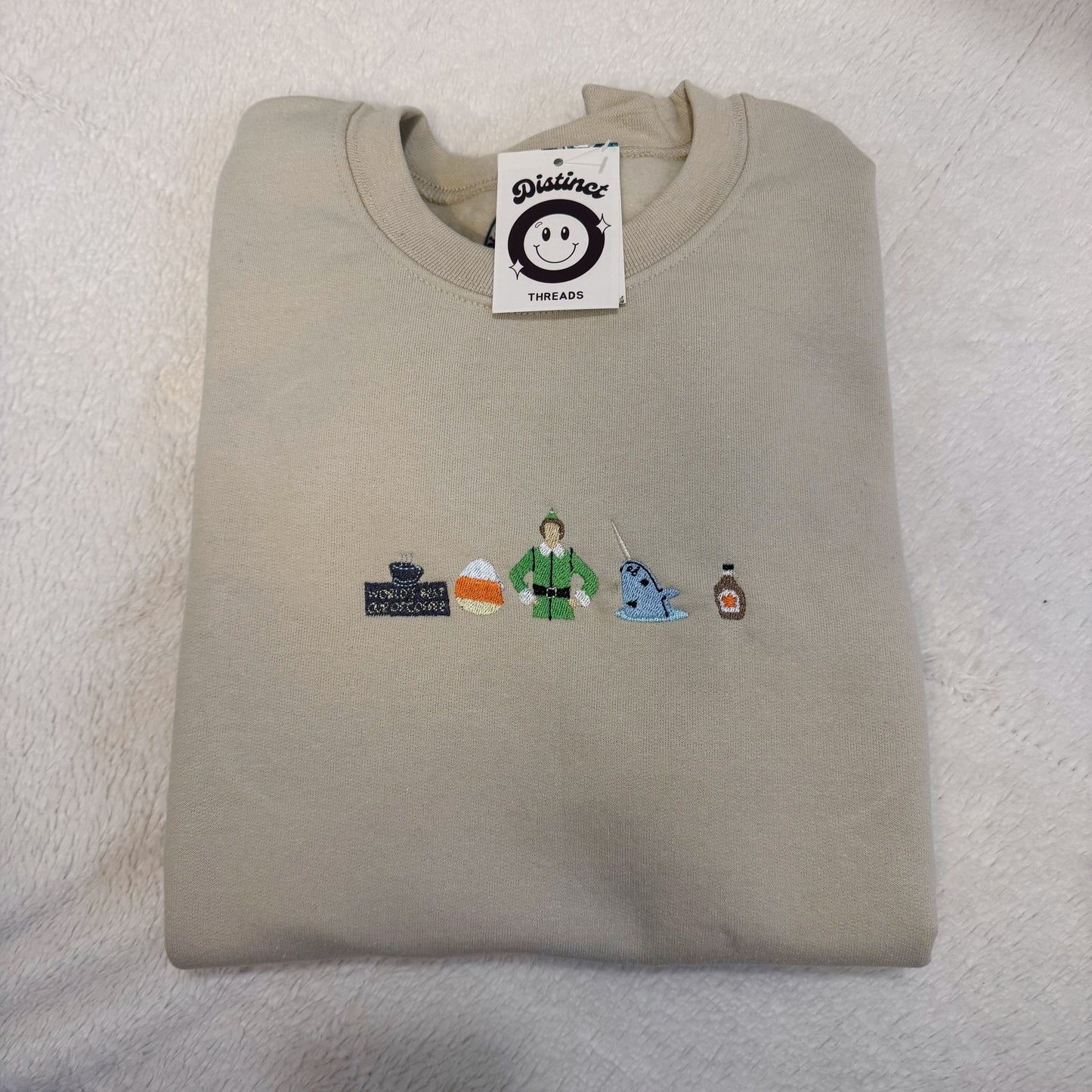 Elf Inspired Christmas Embroidered Crewneck Sweatshirt