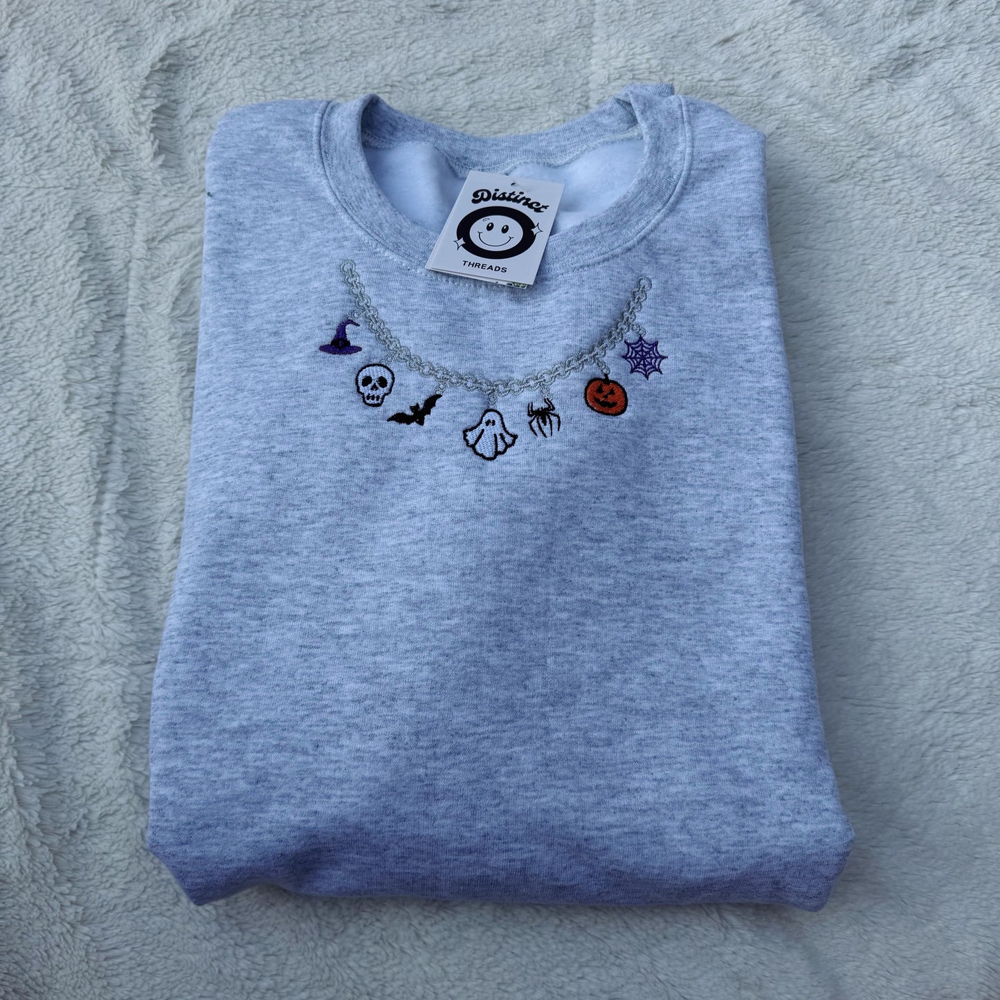 Spooky Necklace Embroidered Crewneck Sweatshirt