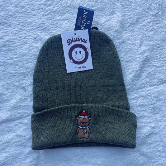 Christmas Bear Embroidered Beanie