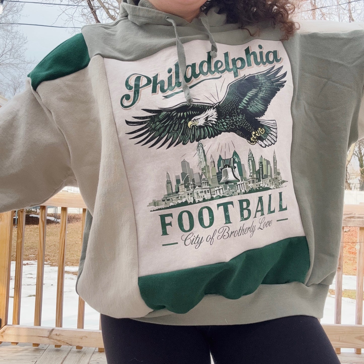Philadelphia Football Patchwork Hoodie - Size S-2XL