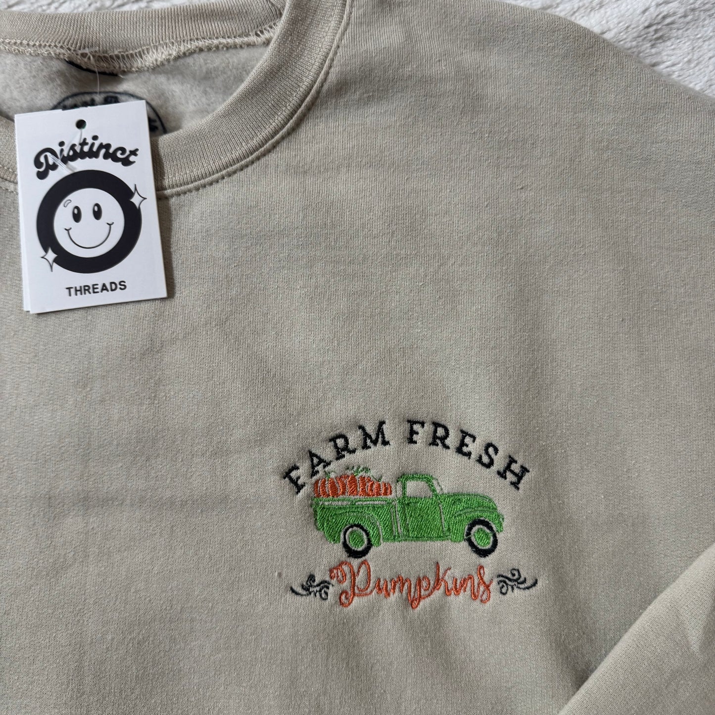 Farm Fresh Pumpkins Ready To Ship Embroidered Crew - Size Medium