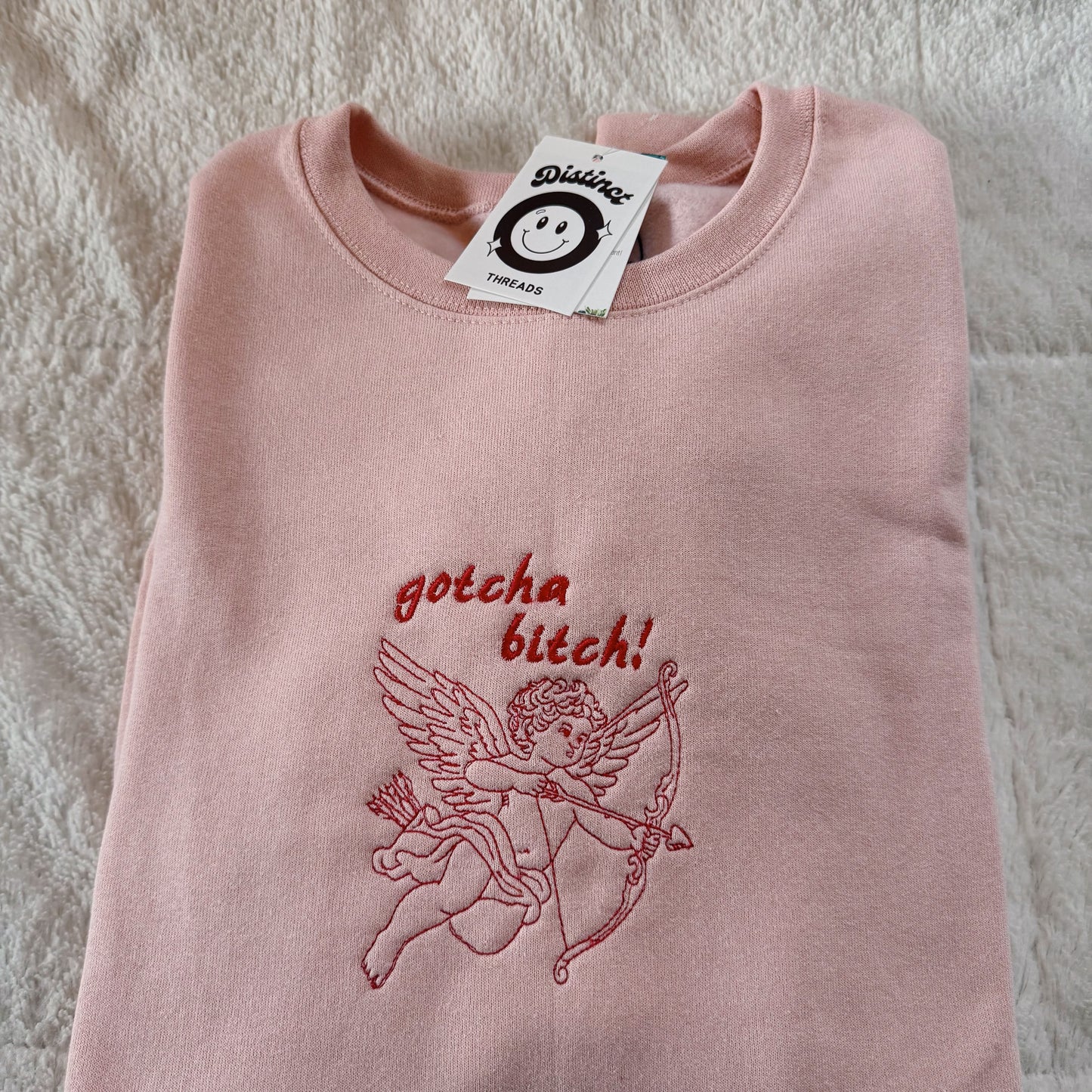 Gotcha Bitch! Cupid Embroidered Crewneck Sweatshirt