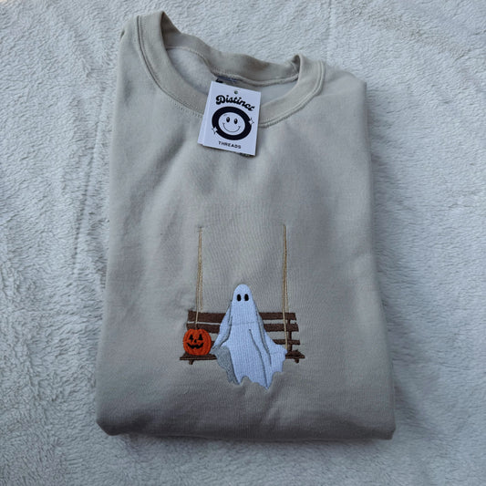 Swinging Ghost Embroidered Crewneck Sweatshirt
