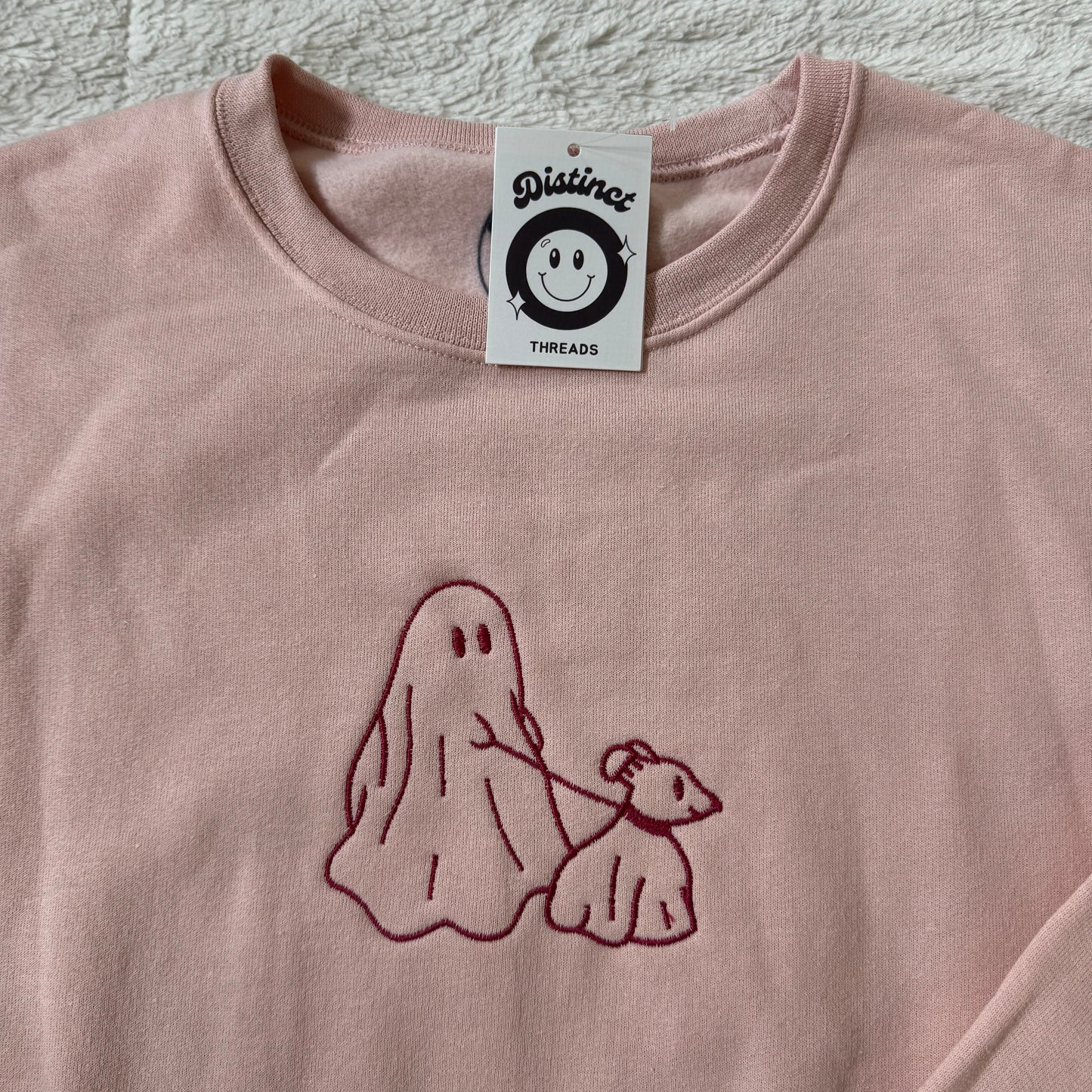 Ghost Walking Dog Ready To Ship Embroidered Crew - Size Large