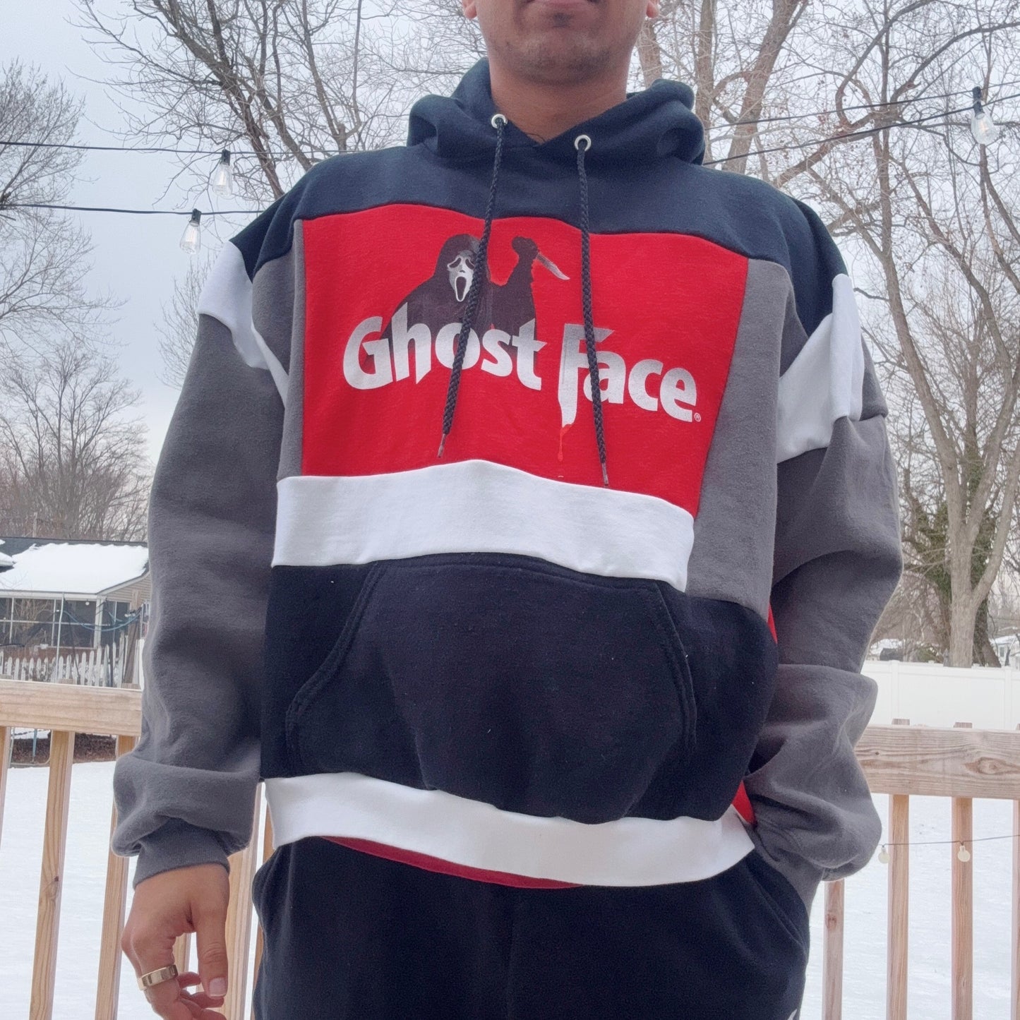 Scream Patchwork Hoodie - Size XS-2XL