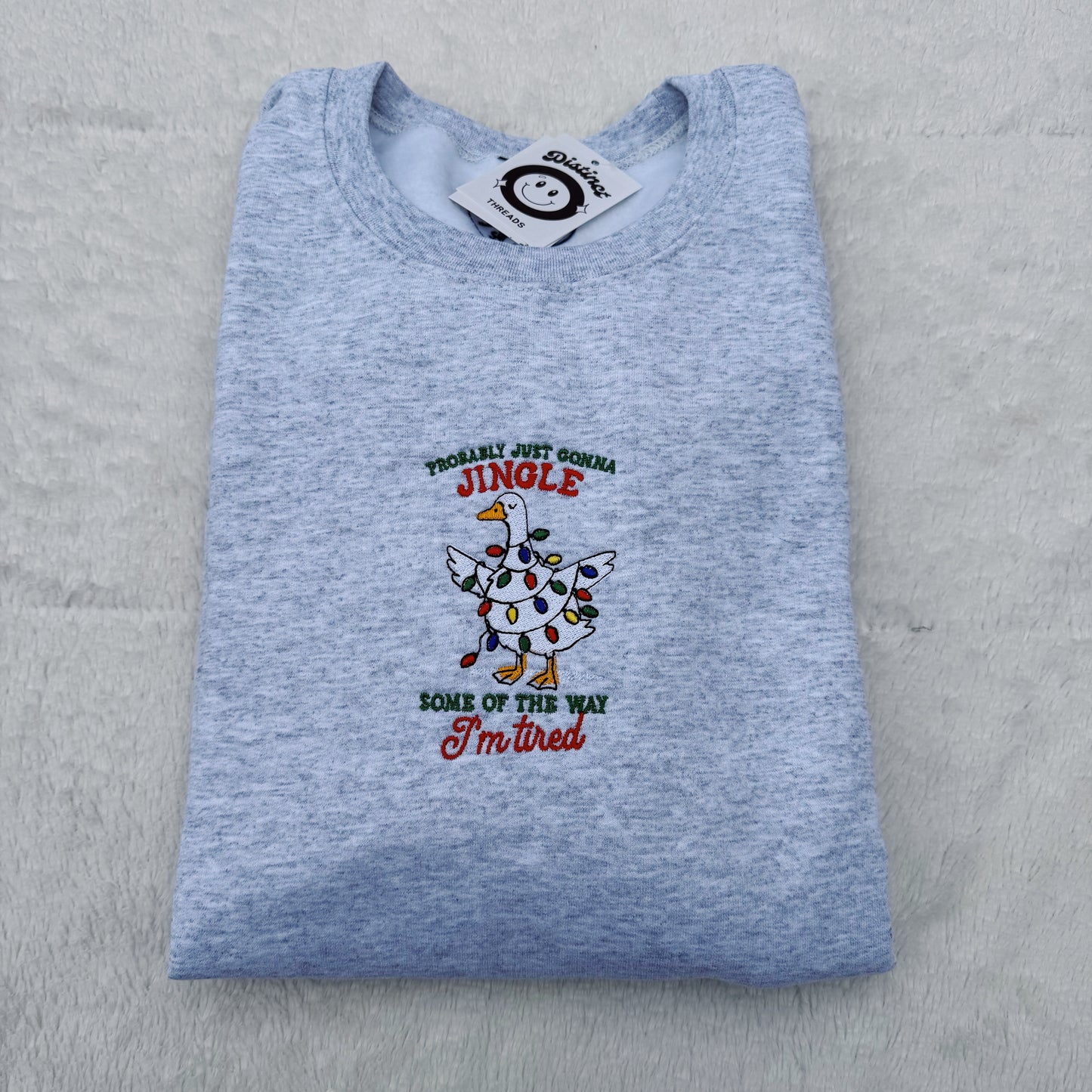 Christmas Goose Jingle Some Of The Way Embroidered Crewneck Sweatshirt