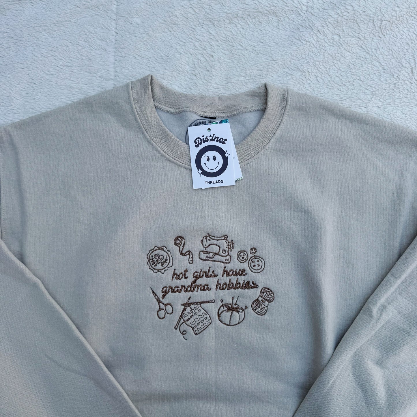 Hot Girls Have Grandma Hobbies Ready To Ship Embroidered Crew - Size Medium