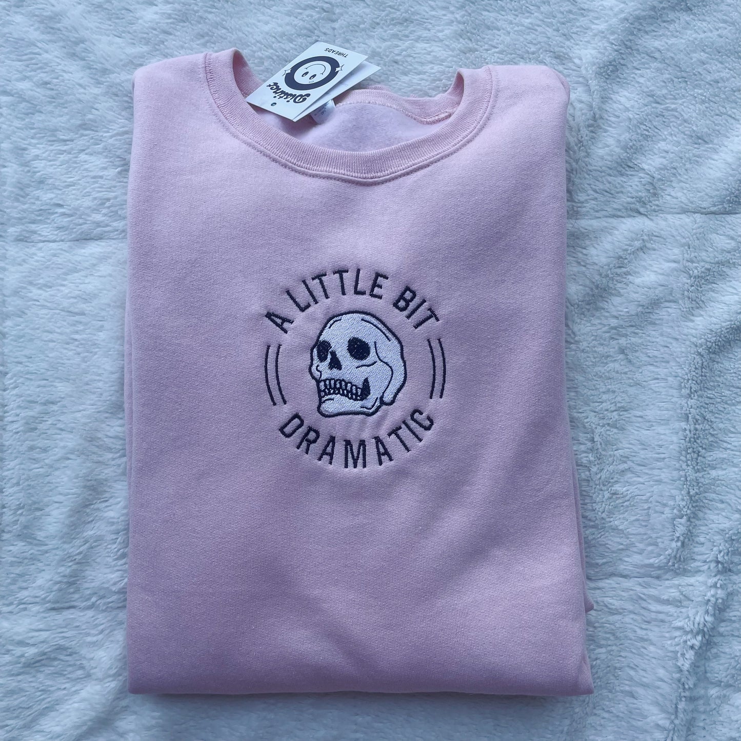 A Little Bit Dramatic Skull Embroidered Crewneck Sweatshirt