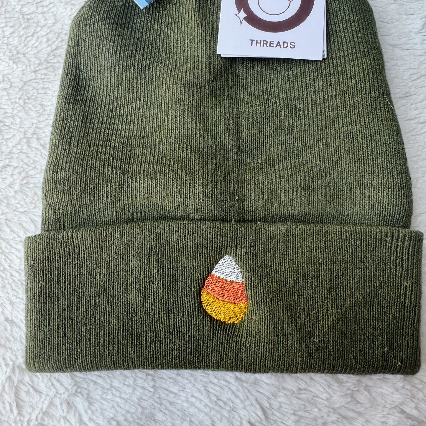 Candy Corn Embroidered Beanie