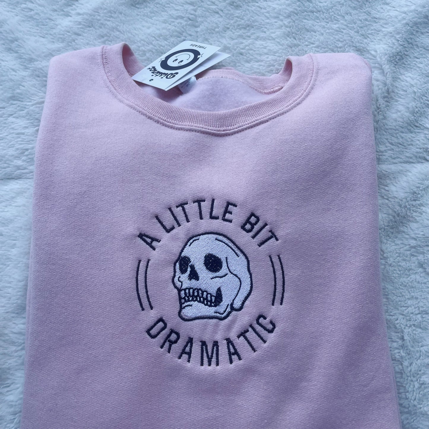 A Little Bit Dramatic Skull Embroidered Crewneck Sweatshirt