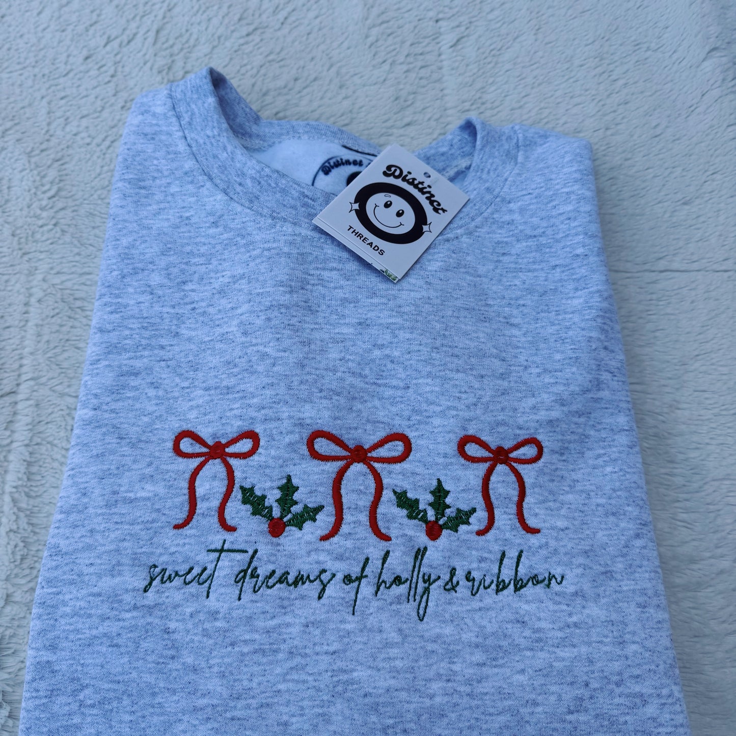 Sweet Dreams of Holly & Ribbon Taylor Christmas Inspired Embroidered Crewneck Sweatshirt