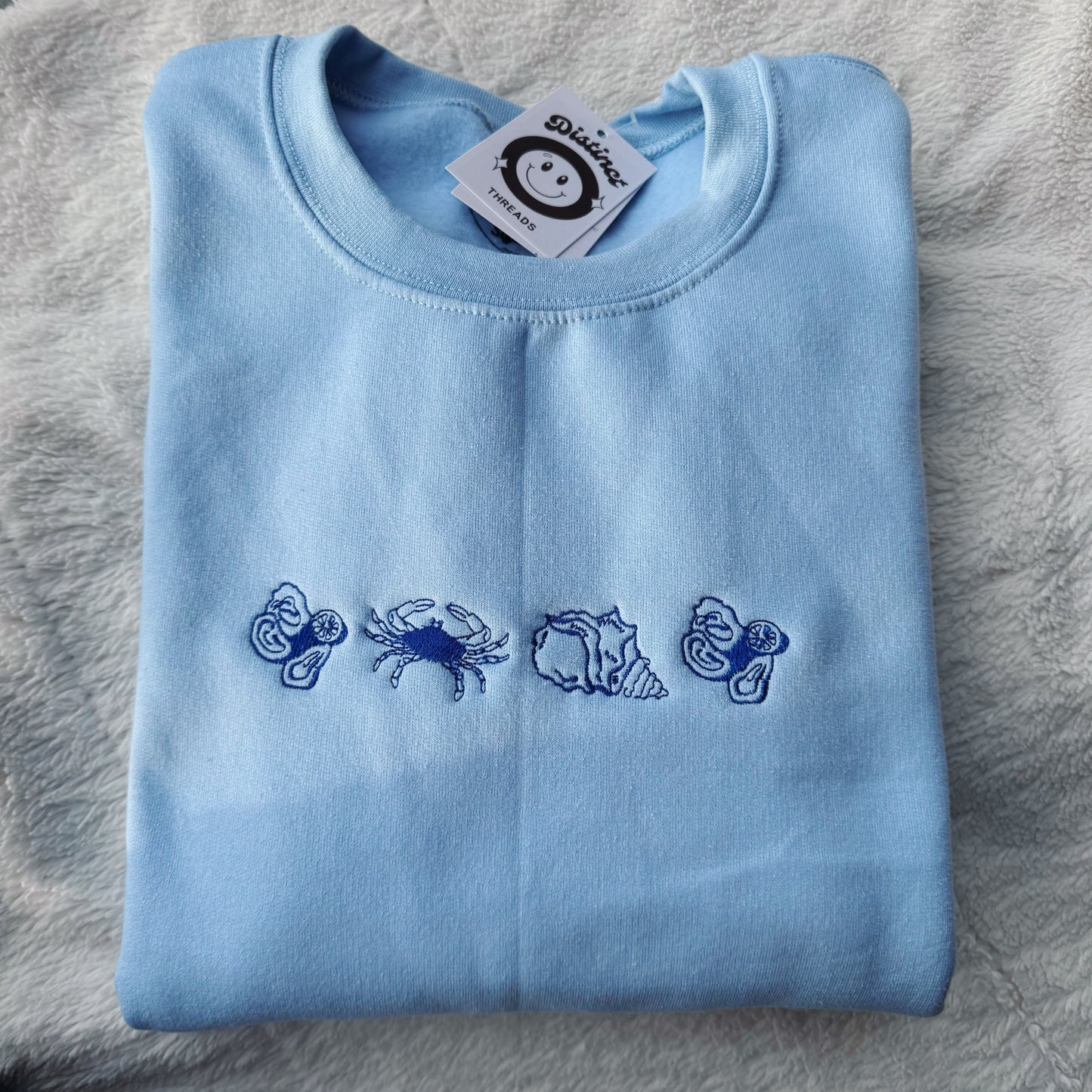 Minimalist Beach Embroidered Crewneck Sweatshirt