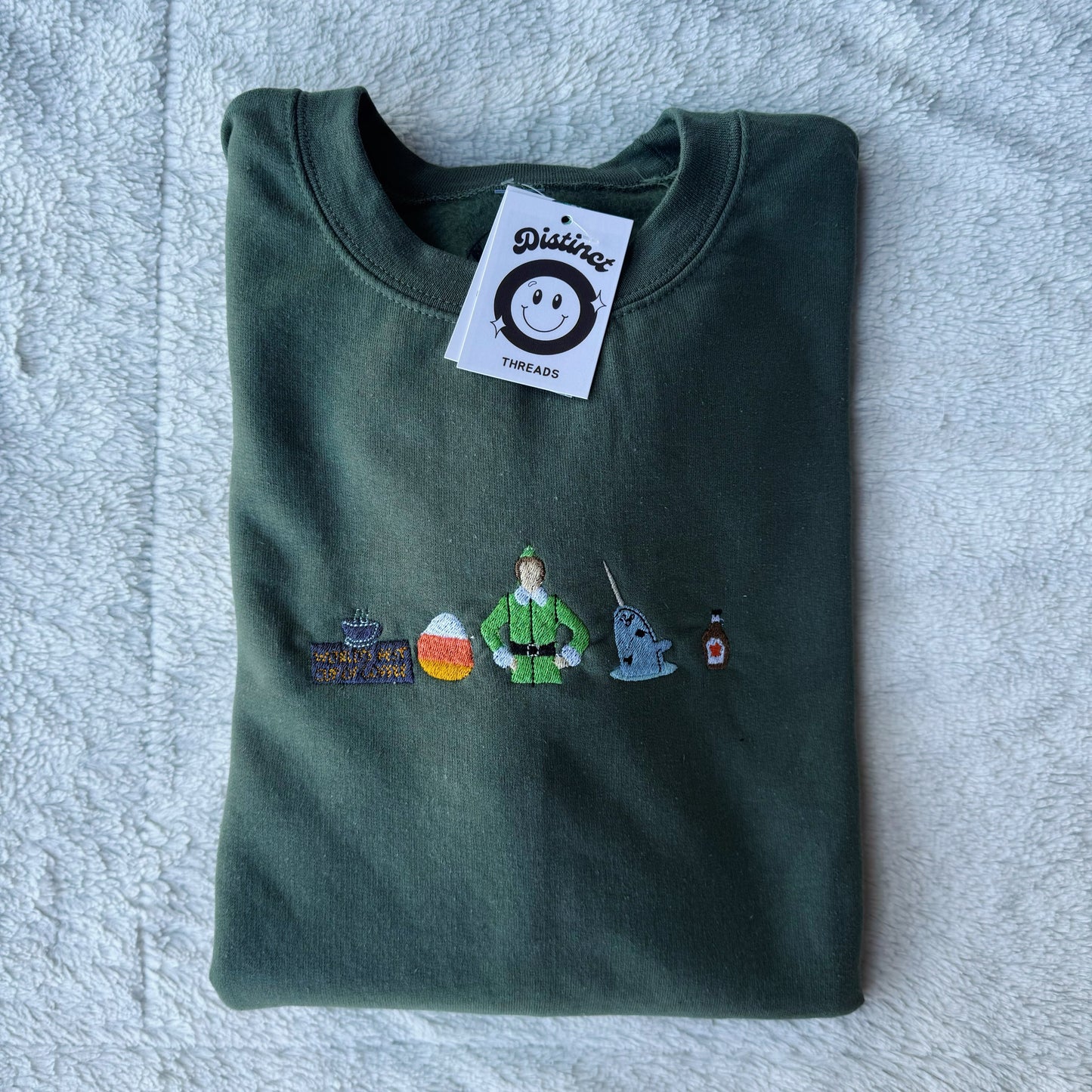 Elf Inspired Christmas Embroidered Crewneck Sweatshirt