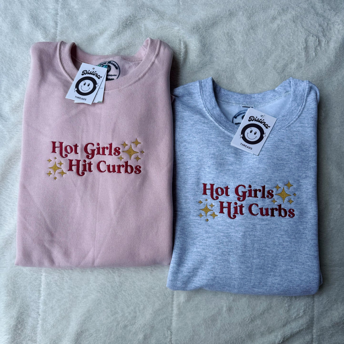 Hot Girls Hit Curbs Embroidered Crewneck Sweatshirt