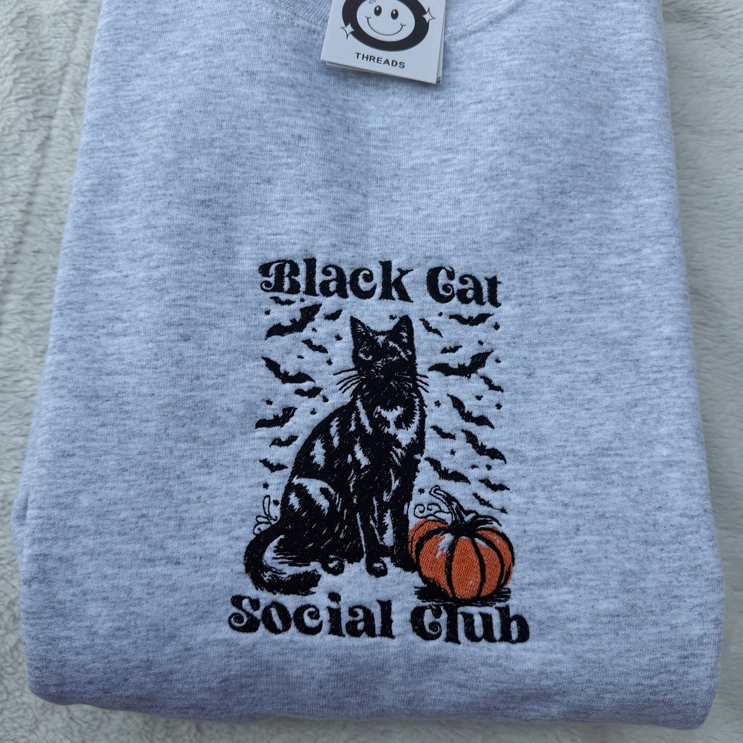 Black Cat Social Club Embroidered Crewneck Sweatshirt