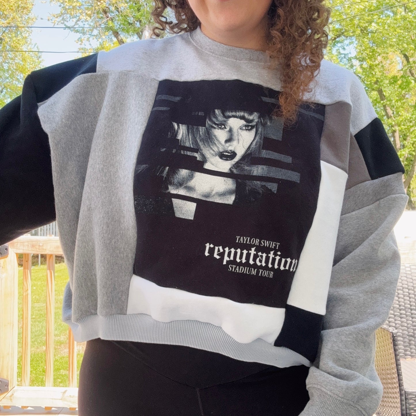 Rep Patchwork Cropped Crew - Size XS-L