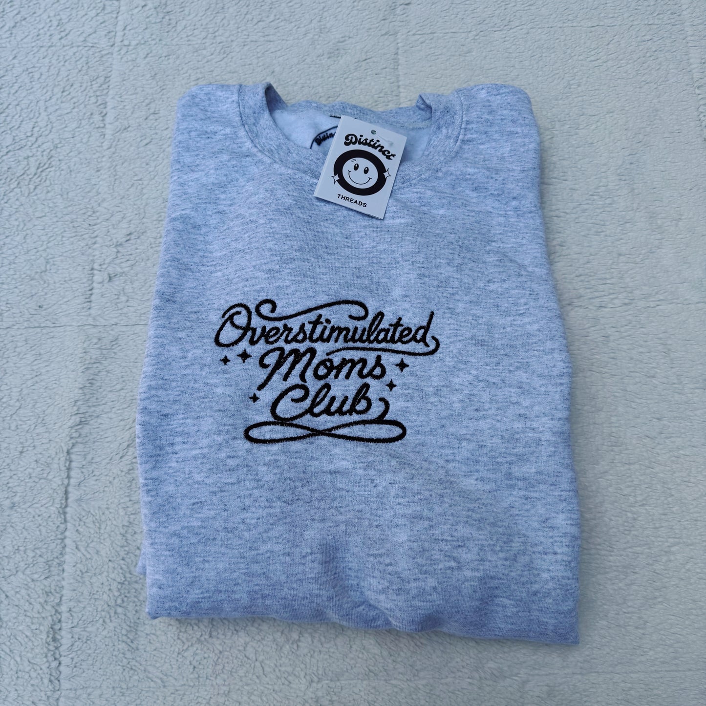 Overstimulated Moms Club Embroidered Crewneck Sweatshirt