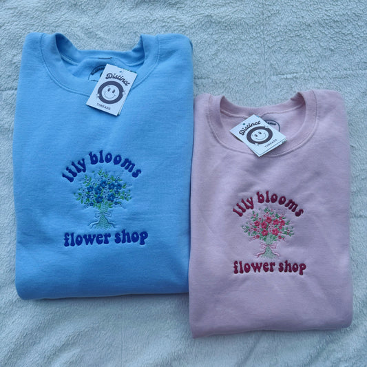 Lily Blooms Flower Shop Embroidered Crewneck Sweatshirt