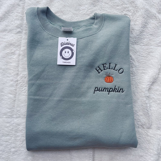 Hello Pumpkin Embroidered Crewneck Sweatshirt