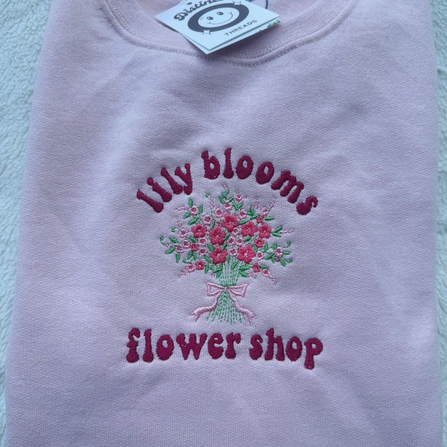 Lily Blooms Flower Shop Embroidered Crewneck Sweatshirt