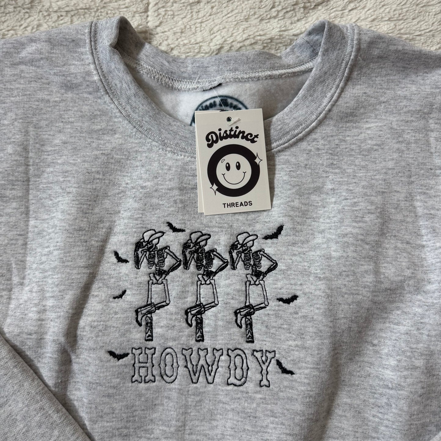 Howdy Skeletons Ready To Ship Embroidered Crew - Size XL