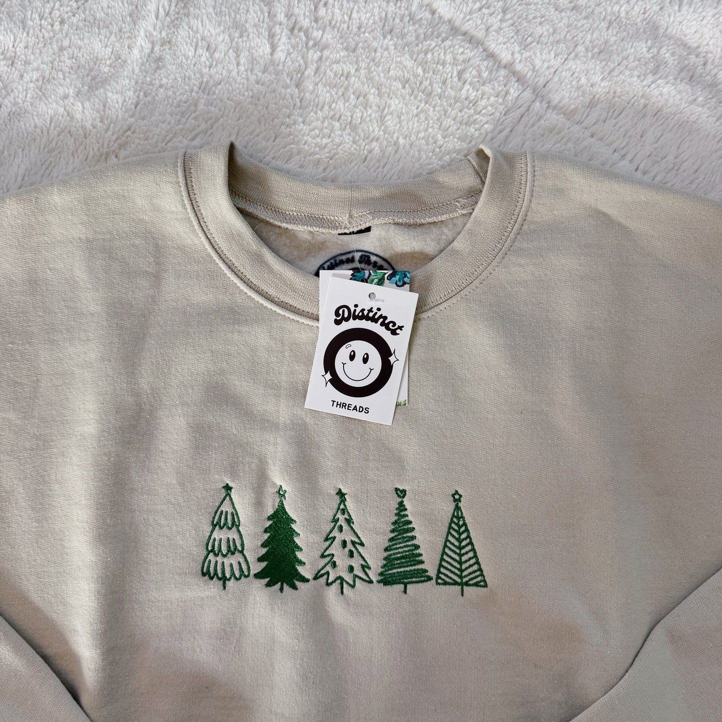 Holiday Trees Ready To Ship Embroidered Crew - Size Small