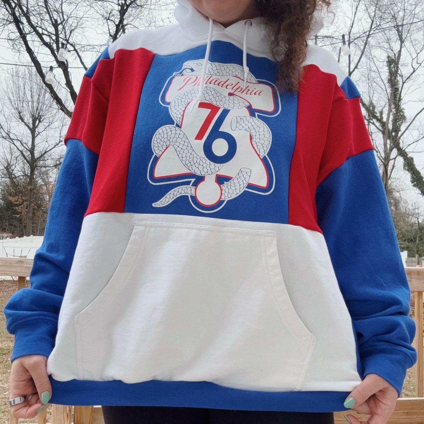 Sixers Patchwork Hoodie - Size XS-2XL