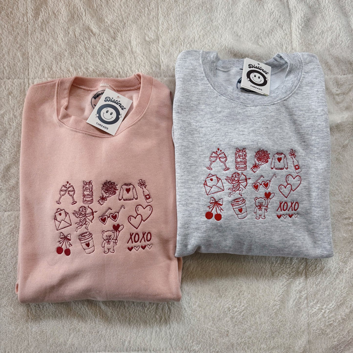 Love Collage Embroidered Crewneck Sweatshirt