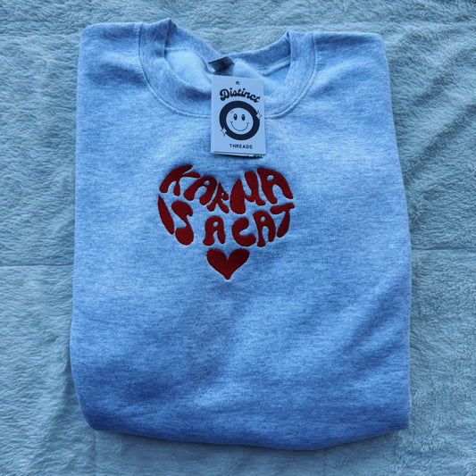 Karma Is A Cat Heart Taylor Inspired Embroidered Crewneck Sweatshirt