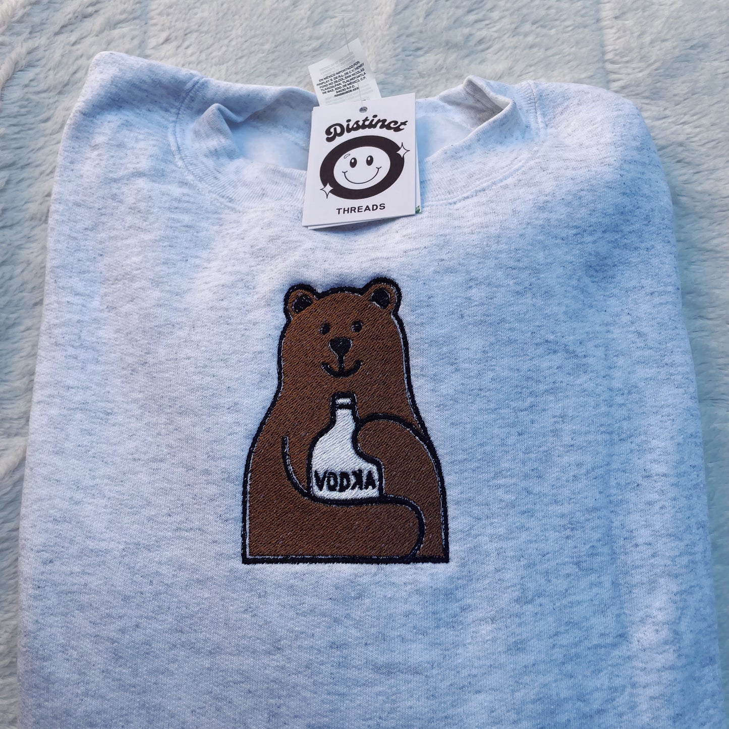 Bear With Vodka Embroidered Crewneck Sweatshirt