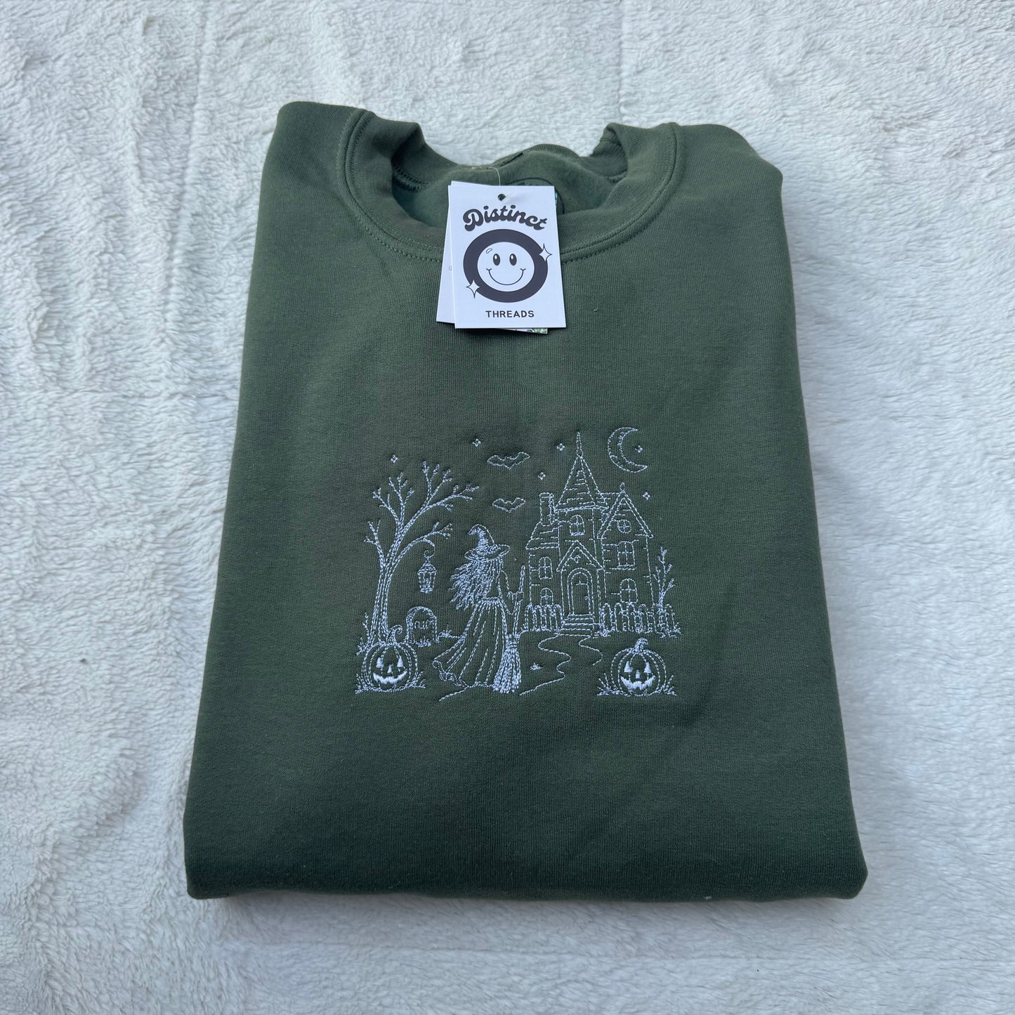 Witchy Haunted House Embroidered Crewneck Sweatshirt