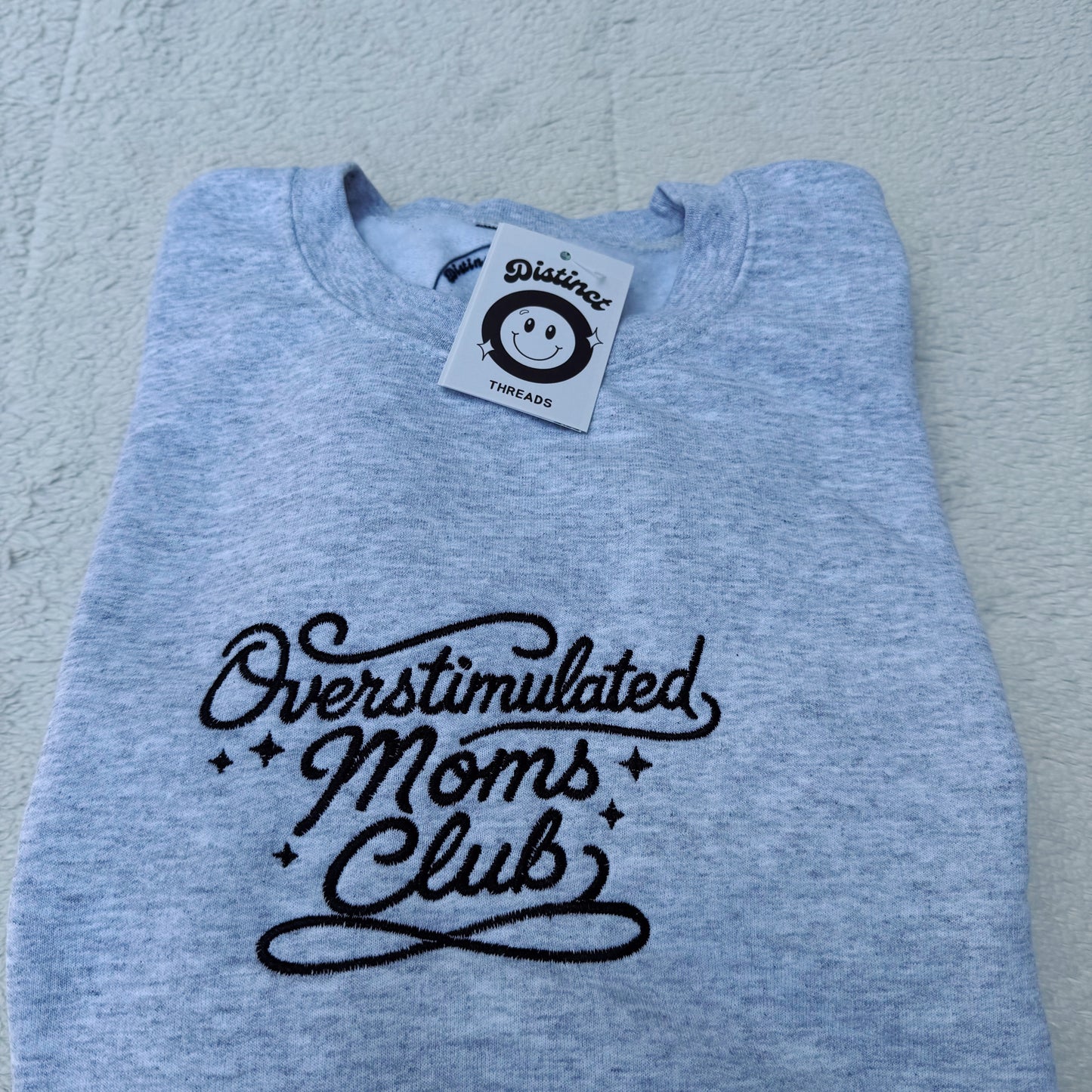 Overstimulated Moms Club Embroidered Crewneck Sweatshirt