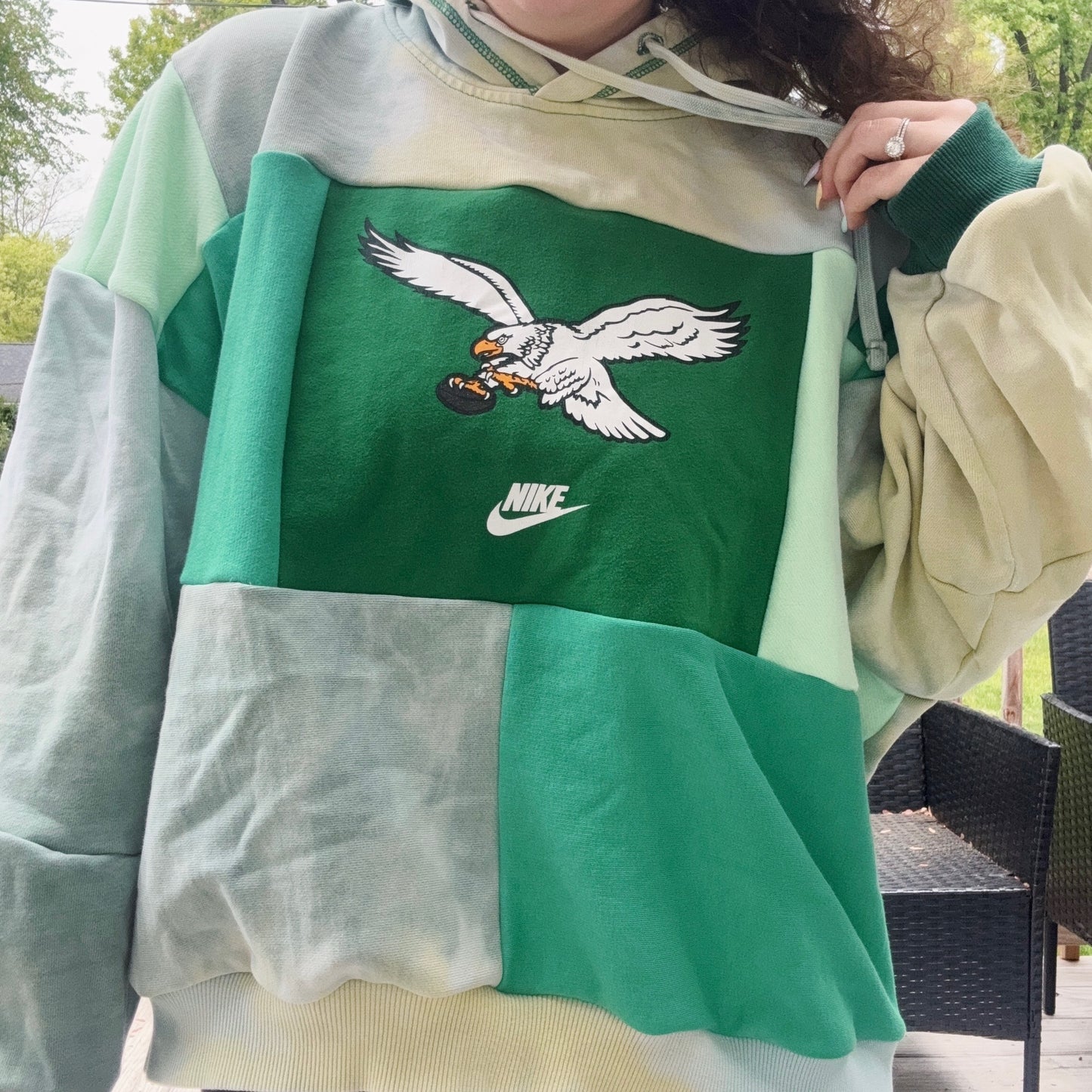 Birds Blast Patchwork Hoodie - Size S-2XL