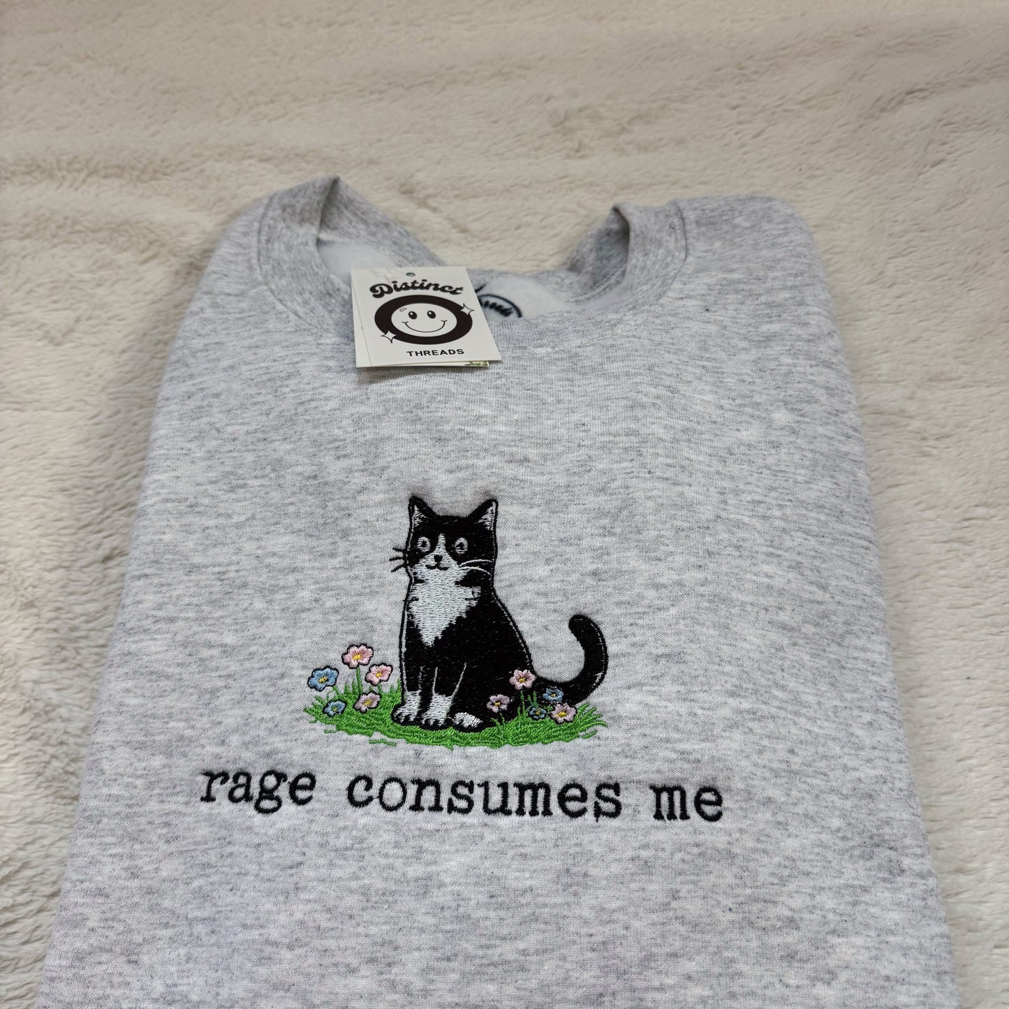 Rage Consumes Me Cat Embroidery