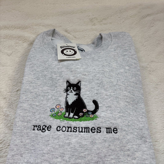 Rage Consumes Me Cat Embroidery