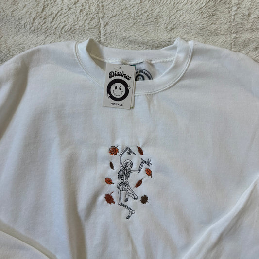 Dancing Skeleton Ready To Ship Embroidered Crew - Size XXL