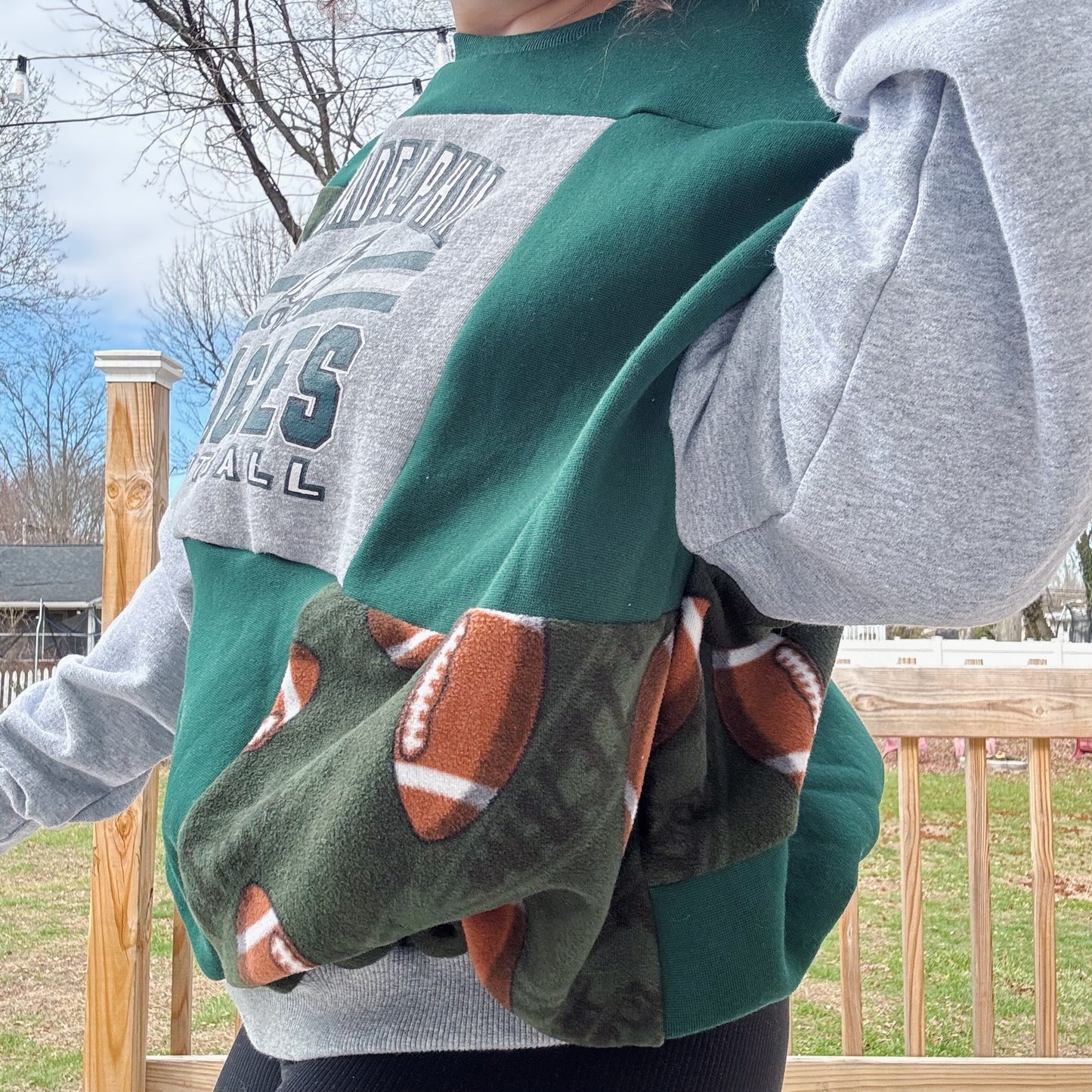 Birds Football Patchwork Hoodie - Size XS-XL