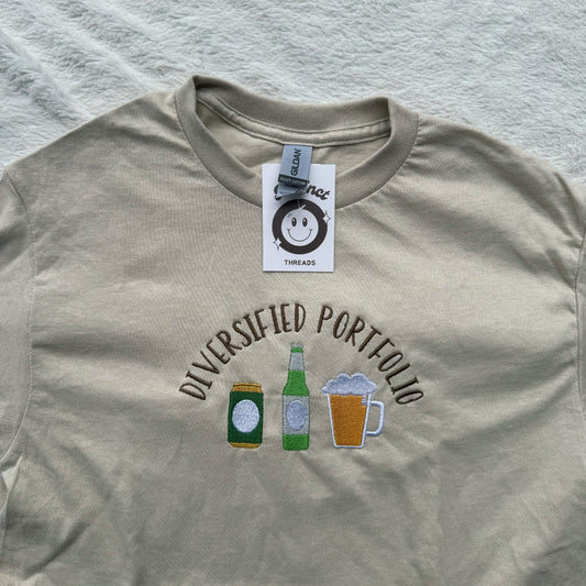 Diversified Portfolio Beer Ready To Ship Embroidered Tee - Size Small