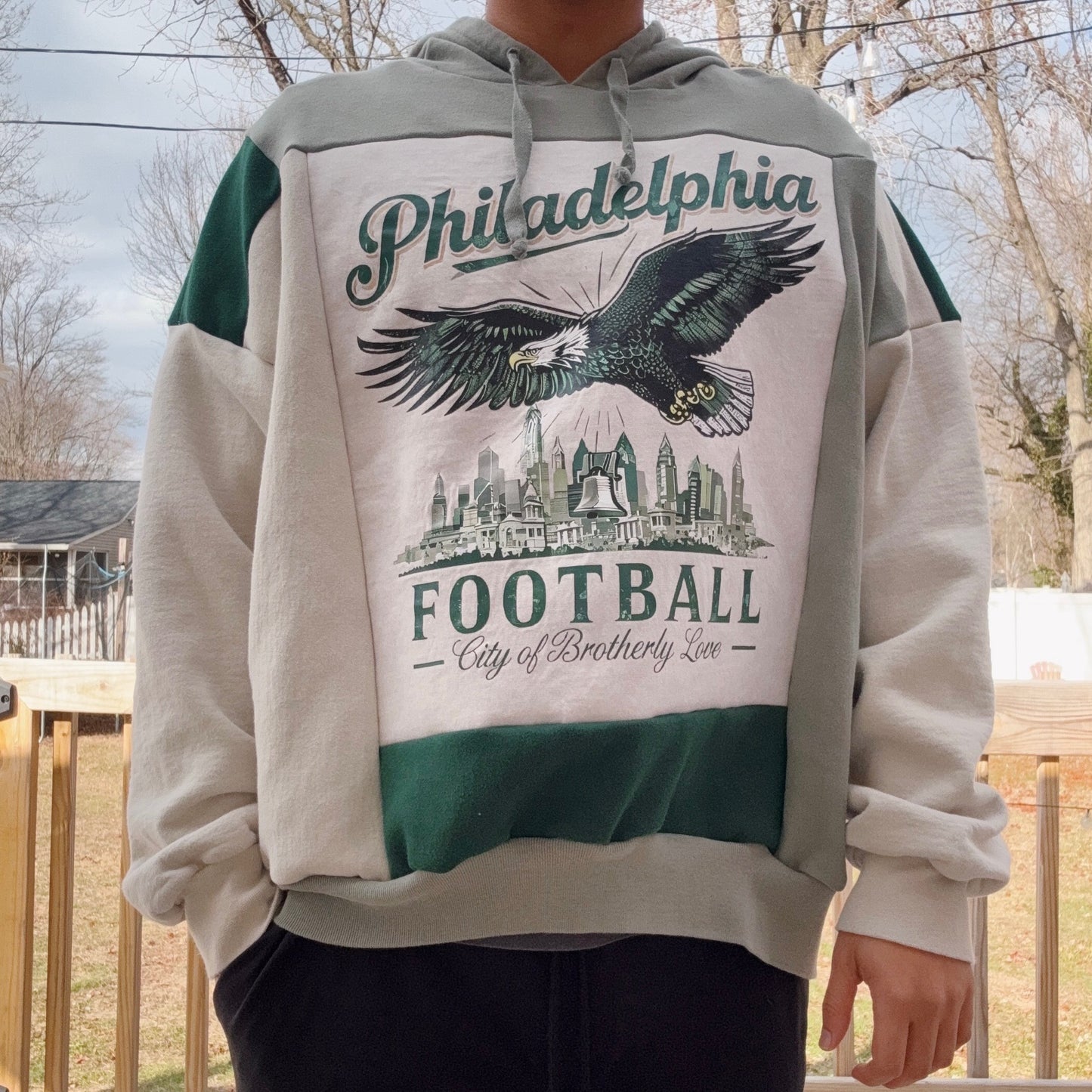Philadelphia Football Patchwork Hoodie - Size S-2XL