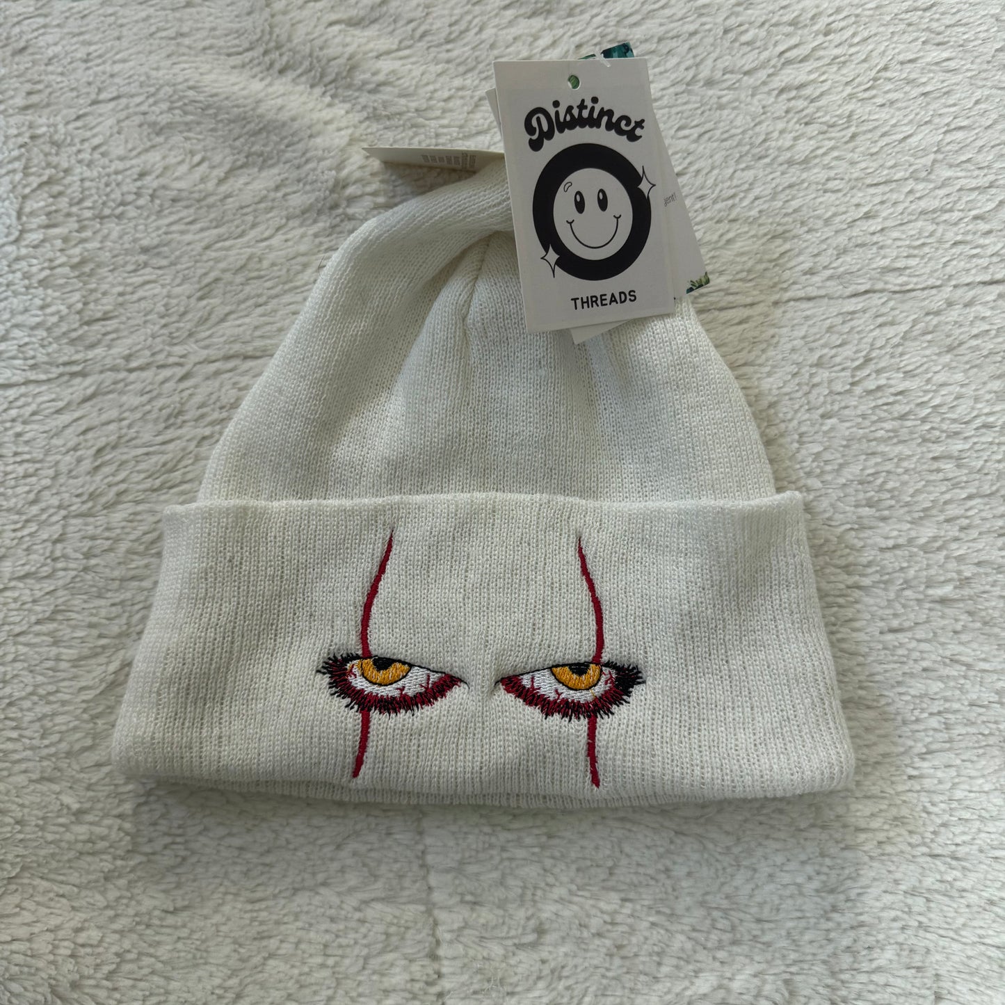 Scary Clown Eyes Ready To Ship Embroidered Beanie