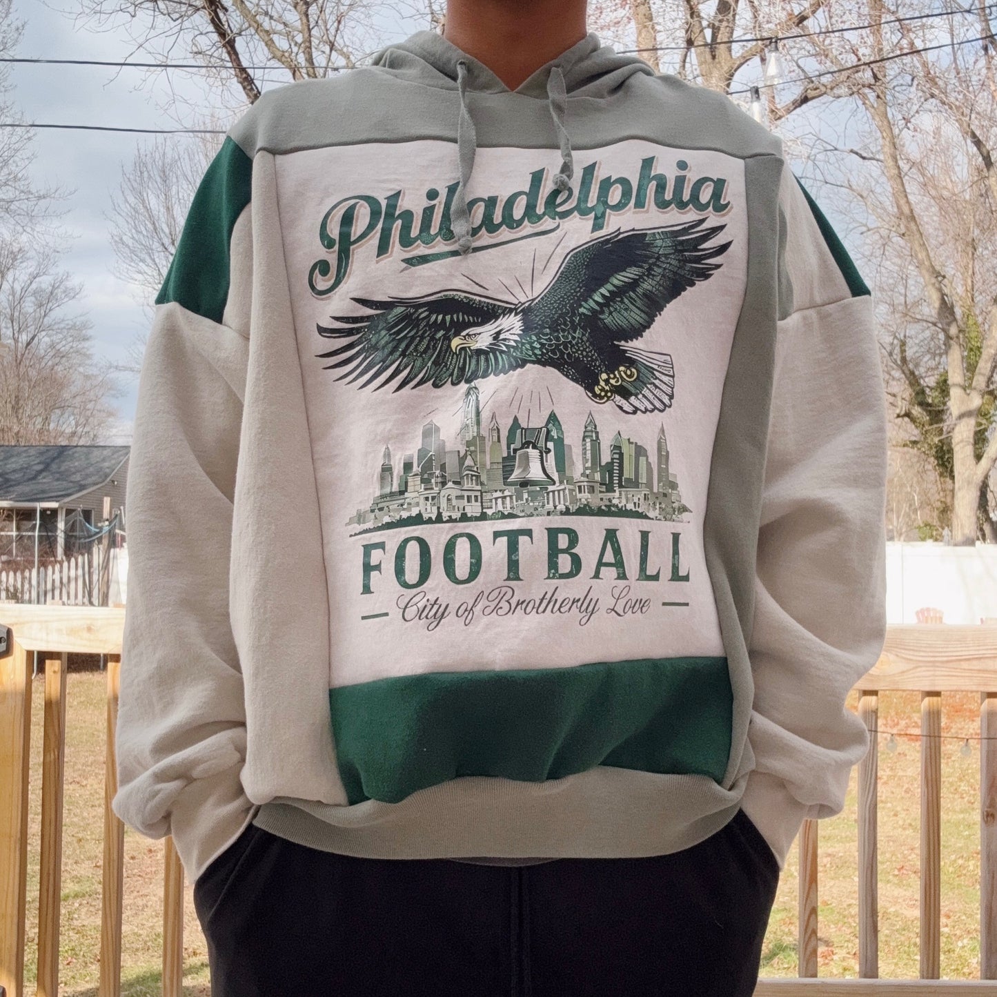 Philadelphia Football Patchwork Hoodie - Size S-2XL