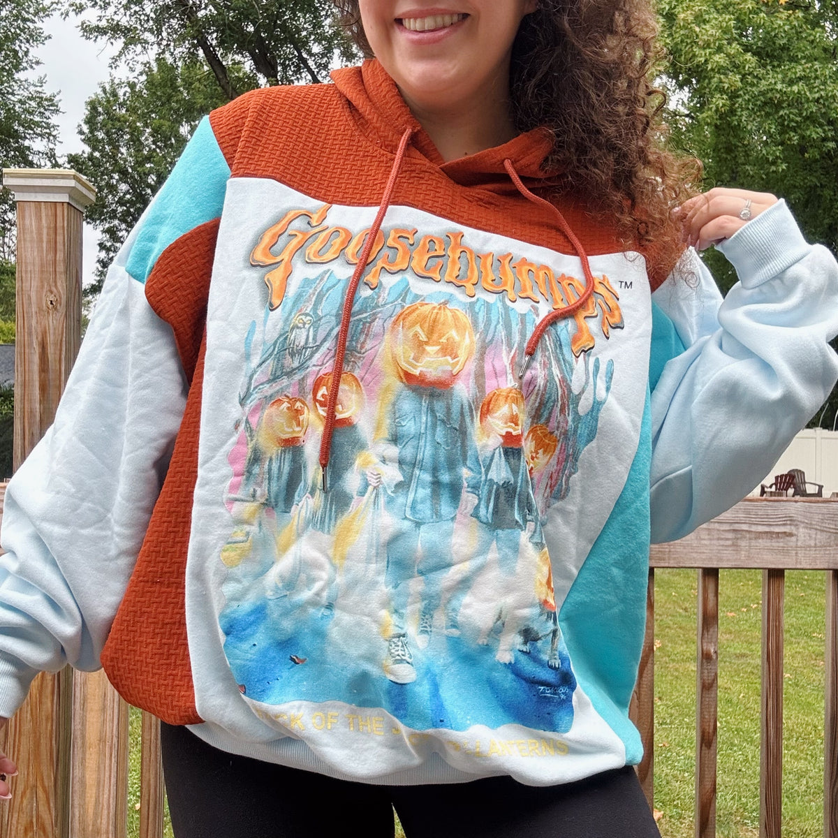 Jack-O-Lanterns Patchwork Hoodie - Size M-3XL