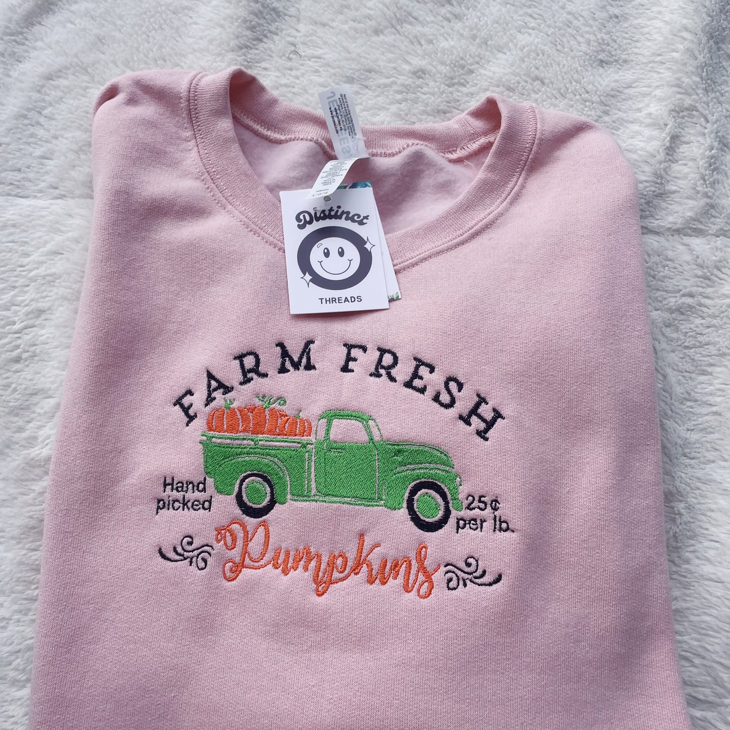 Farm Fresh Pumpkins Embroidered Crewneck Sweatshirt